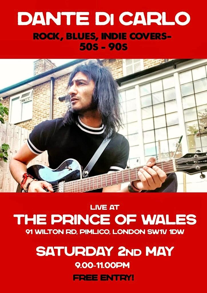 Dante Di Carlo playing live music at The Prince of Wales Pimlico, Traditional London pub, next to Victoria Station.