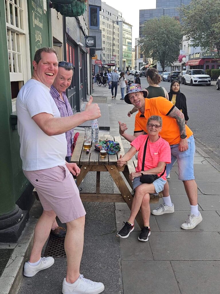 Happy customers at the Prince of Wales Pimlico SW1 London. next to Victoria Station.