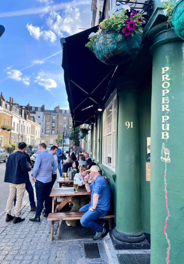 Enjoy the outside seating, people watching or with friend enjoying a drink with friends at The Prince of Wales Pimlico SW1 London