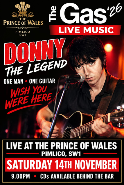 Another great night of live music. Pimlico Local Musician. Don't miss out, The Prince of Wales Pimlico SW1 London